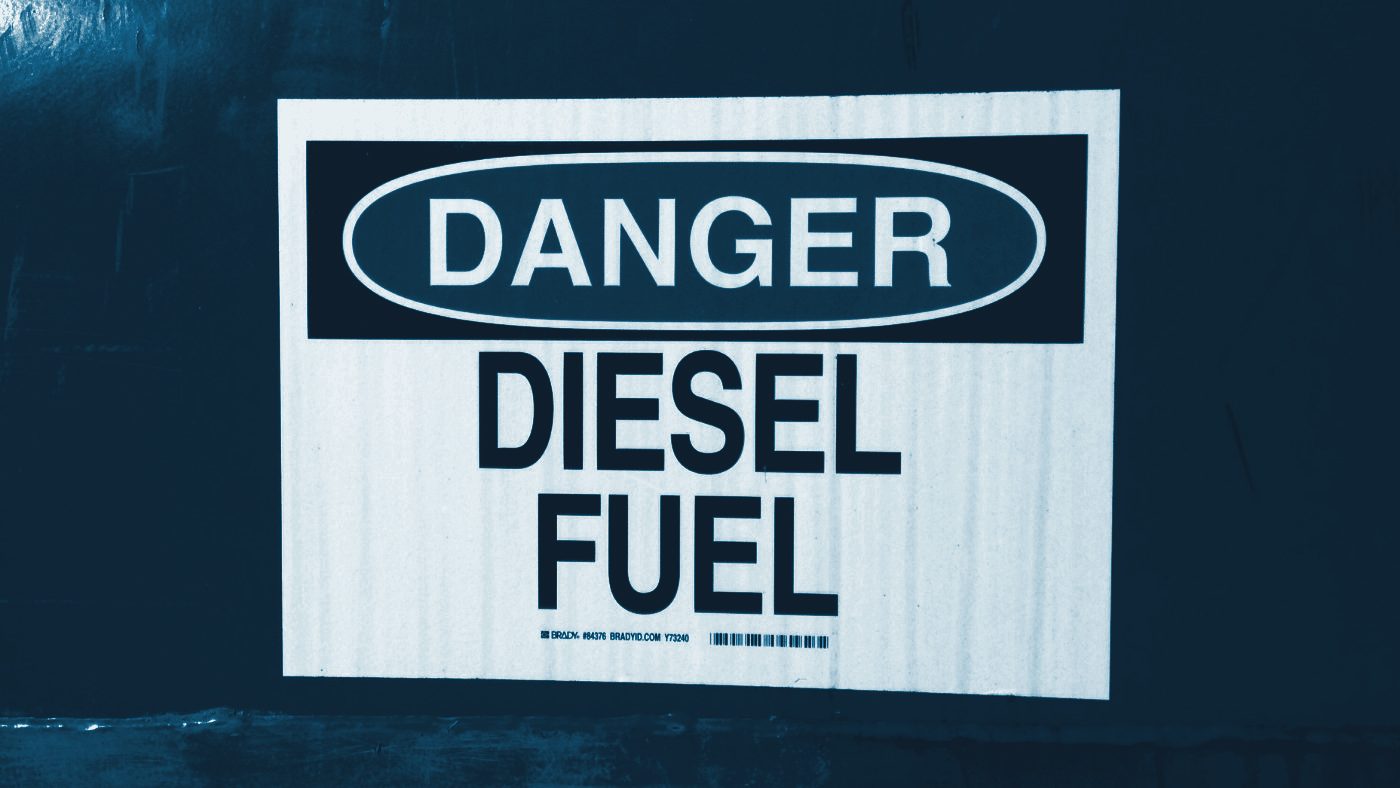 A danger sign reading Diesel Fuel