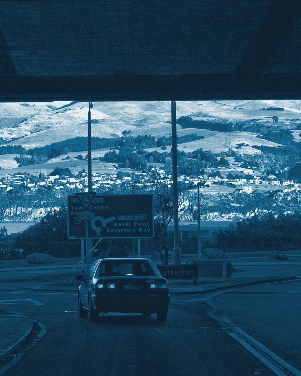 A car leaving the Lyttelton road tunnel, Canterbury